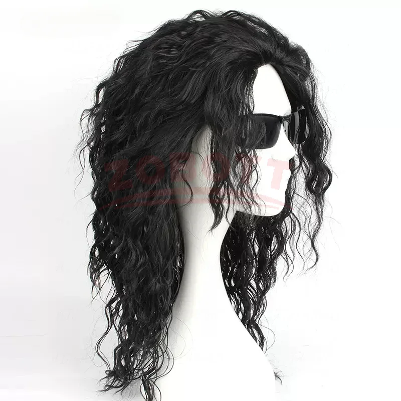 Perruque noire mi-longue boucl - Cosplay Anime Black Hair avis et prix